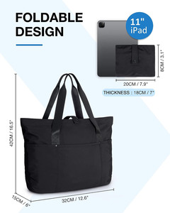 Foldable Tote <b>Bag</b> <b>Large</b> <b>Shoulder</b> <b>Bag</b> Top Handle Handbag With Zipper - Product Image 2