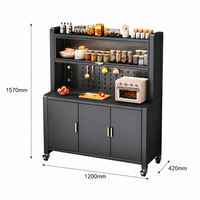 Meuble de rangement métallique moderne pour cuisine avec roulettes, organisateur de garde-manger mobile pour salle à manger et appartement, noir, écologique
