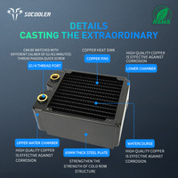 Socooler CRT24H5-65R respectueux de l'environnement 5 trous sans plomb barre de cuivre ordinateur refroidisseur de refroidissement par eau pour les ventilateurs de refroidissement