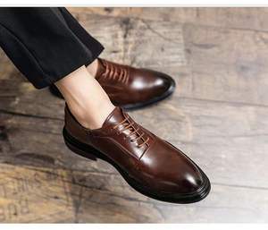 Chaussures Oxford en cuir véritable pour hommes, décontractées et personnalisées, semelles lavées à l'eau, talon carré, antidérapantes, fabriquées à la main, export - Product Image 6