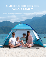 Tenda Pantai Anti Air UPF50+ Desain Luas untuk 3-4 Orang, Cocok untuk Aktivitas Luar Ruangan