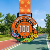 Médailles de sport pour cyclisme 100 km, personnalisées 3D, creuses, en alliage de zinc émaillé souple, pour reconnaissance des vainqueurs Greenway, vente en gros usine