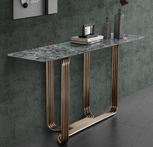 Console de <span class=keywords><strong>table</strong></span> italienne moderne minimaliste en marbre de luxe en pierre Lampe de <span class=keywords><strong>table</strong></span> d'entrée de luxe <span class=keywords><strong>murale</strong></span> pour le salon Panneau métallique - Product Image 4