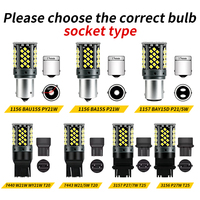 Ampoule LED de voiture 1156 BA15S 1157 T20 7440 W21W 7443 W21/5W T25 3156 3157 81smd pour feux arrière, frein, marche arrière, feux de jour (DRL), clignotants, 12V Canbus