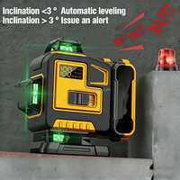 Niveau laser vert 4D à 16 lignes, auto-nivelant à 360 degrés, haute précision, batterie au lithium 12V, qualité industrielle/bricolage, rotatif