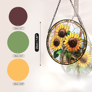 Attrape-soleil Art Déco Premium 7,5'' en verre teinté motif tournesol avec projecteur arc-en-ciel pour la décoration de la maison et du jardin - Product Image 2