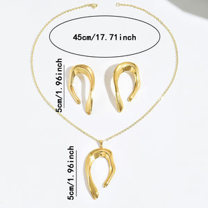 Collar con colgante geométrico chapado en oro de 18 quilates, accesorio de moda romántico, <span class=keywords><strong>cadena</strong></span> de eslabones de titanio de acero inoxidable, moda actual - Product Image 4