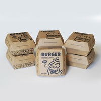 Cajas de Hamburguesas Desechables Impresas Personalizadas, Cajas de Cartón Corrugado para Empacar Hamburguesas, Caja de Marca para Hamburguesas