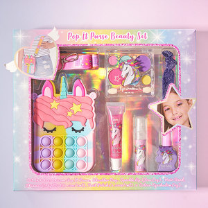 Vente en gros de cosmétiques lavables et personnalisés, véritable licorne mignonne pour bébé, enfants, adolescentes, kit de <span class=keywords><strong>maquillage</strong></span>, sac de boîte pour enfants filles - Product Image 3
