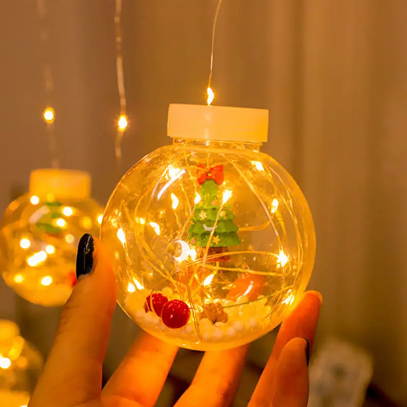 Santa Claus pohon Natal manusia salju berharap bola lampu Strip Led Motif Natal kawat tembaga lampu tali Led