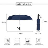 Parapluie pliant compact personnalisé avec logo, 25 pouces, automatique, 12 baleines en fibre de verre, multi-baleines, anti-tempête, coupe-vent, en tissu pongé 210T