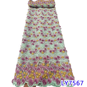 בדי תחרה רשת טול כפול NI.AI, תחרת רשת רקומה אפריקאית, בדי תחרה לכלה, חומר למסיבות חתונה לנשים - Product Image 3