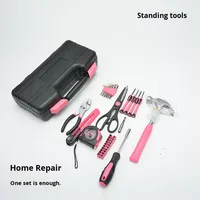 Cross-Border E-commerce Pink 39-Piece Hand Carbon Steel Combination Household Tool Set Multi-Functional Hardware Kit