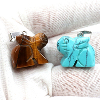Pendentif Lapin en Cristal Naturel Sculpté à la Main, Pierre Précieuse de Guérison pour la Fabrication de Bijoux, Énergie Chakra, Reiki, Spirituel, Cadeau en Gros