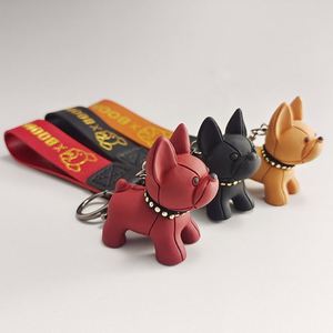 New Fashion French Punk Bulldog <b>Key</b> Chain PU Leather Dog <b>Key</b> Chain Accessories Men's and Women's <b>Key</b> Chain <b>Ring</b> - Product Image 3