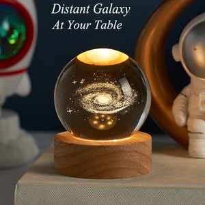 Lampes LED sans fil Boule de cristal 3D Lampes en bois Éclairage Lumière LED personnalisée Base en bois <span class=keywords><strong>Lampe</strong></span> de nuit portable USB Cadeau Décoration - Product Image 3