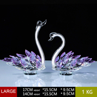 Élégante statue de couple de cygnes en cristal transparent pour salon, presse-papiers en cristal gravé fait main, objet de collection