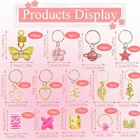 Ensemble de 140 pendentifs en alliage colorés en forme de papillon et de fleur, style Ins Girl, accessoires pour tresses, accessoires capillaires avec perles colorées