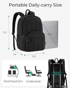 Phụ nữ chần Đen máy tính xách tay ba lô chống nước giản dị Daypack dễ thương Đại Học máy tính bookbag du lịch làm việc Đại Học - Product Image 6