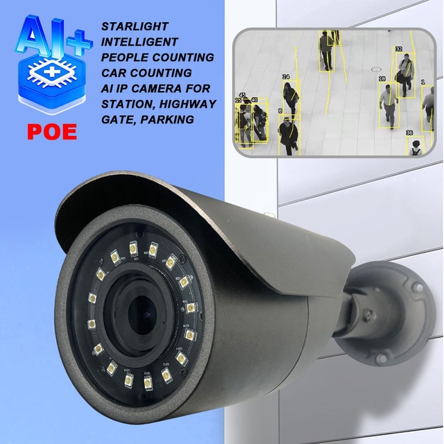 AI Ip Poe Starlight Intelligent People Counting Car Counting Ai IP Camera for Station Highway Gate Parking Ip Poe Camera