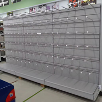 Étagère gondole d'occasion, présentoir à panneaux perforés, présentoirs pour quincaillerie, étagères pour magasins, étagère gondole pour boutique, supermarché