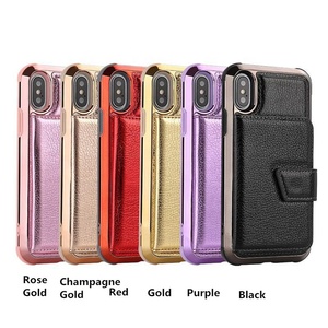 Da trường hợp ví với thẻ tín dụng khe cắm và trang điểm Gương điện thoại trường Hợp Chủ Chân đế cho iPhone 16 17 Pro không khí Max cộng với - Product Image 2