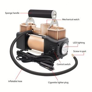 Compresseur d'air portable à double cylindre pour pneus - Pompe à air numérique pour véhicules lourds - Product Image 2