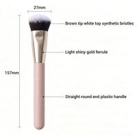 Pinceau de fond de teint végétalien professionnel, pinceau de maquillage à poils synthétiques pour une application fluide et sans démarcation des produits liquides et crèmeux