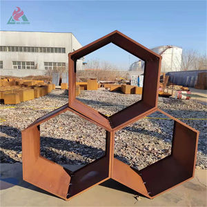 Estante de Almacenamiento de <span class=keywords><strong>Leña</strong></span> Hexagonal de Acero Corten, Leñero - Product Image 1