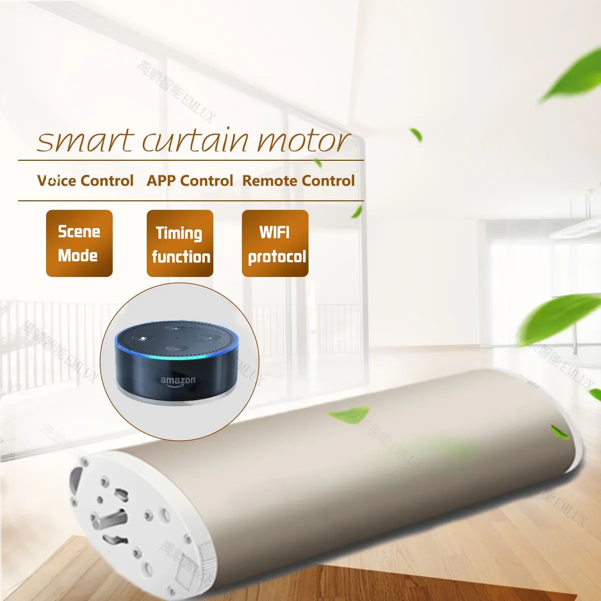 Tuya Smart Life WiFi Control Alexa Google Home Control Motorized somfy Curtains motor For Living room