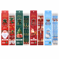 Crayons en bois HB de Noël avec gomme, boîte de papeterie pour enfants, cadeau de Noël, certifiés FSC EN71, écologiques, corps rond, en vrac