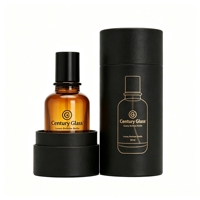 Vente en gros de flacons de parfum en verre de marque luxueuse, flacon de parfum rond en ambre, flacon de parfum personnalisé avec boîte de luxe