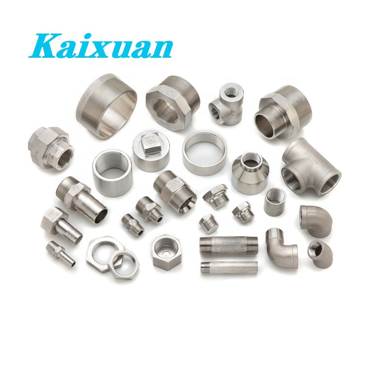 Ss304 Ss316 1/8-4 Soket Nipple, Soket Fiting Pipa Siku Tee Union Plug