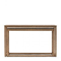 Ensemble de tables d'appoint en bois massif chêne vieilli style français AY-2607W pour chambre, salon, appartement, hôtel – Console durable