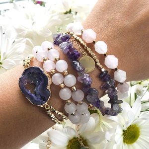 Perhiasan Bohemian Musim Panas Kustom, Batu Alam Lapis Druzy Agate Penyembuhan Kristal Susun Gelang Manik-manik <span class=keywords><strong>Set</strong></span> untuk Wanita - Product Image 2
