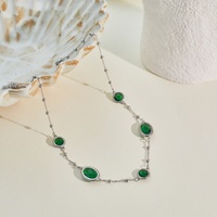 Collier NIMAI de luxe en cristal vert transparent rose, hypoallergénique, chaîne en acier inoxydable, bijoux pour soirée