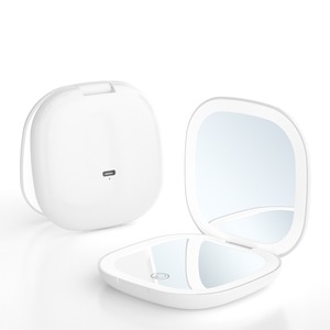 Portable LED makeup <b>mirror</b> with light, tri color USB charging model, portable folding handheld gift, double-sided <b>mirror</b> - Product Image 4