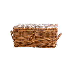 <span class=keywords><strong>Cesto</strong></span> portaoggetti rettangolare rustico in <span class=keywords><strong>vimini</strong></span> personalizzato, multiuso, con coperchio intrecciato a mano e rivestimento in tessuto - Product Image 5
