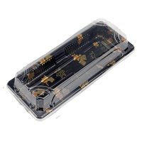 Barquette à sushi et boîte à salade en plastique PET jetable avec couvercle anti-buée, épaisseur 0,43 mm, emballage blister pour snacks et plats à emporter