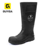 Bottes de sécurité GUYISA montantes pour hommes, avec embout en acier, résistantes à l'huile, aux acides et aux alcalis, toutes saisons, tige en PVC, semelle intermédiaire en acier, semelle extérieure en caoutchouc et plastique