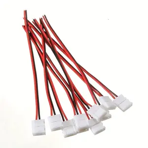 Conectores de tira Led de 2 pines sin soldadura, conector de cable de alimentación de 8 mm y 10 mm para cinta de PCB de alambre de tira Led 3528/5050