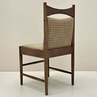 Chaise de salle à manger en bois massif noyer de style Mid-Century, rembourrée en lin tissé, sans accoudoirs, rétro vintage, pour la maison, le restaurant, la détente, chaise d'appoint