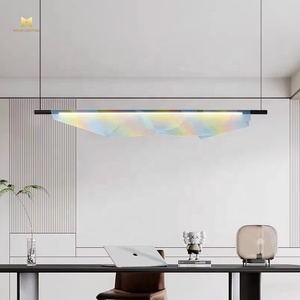 Modern Design Regenboog Led Hanglamp Netschaduw Kleurrijke Strip Kroonluchter Lange Vorm Hangende Plafondlamp - Product Image 1