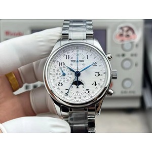 Montre mécanique unisexe de haute qualité, chronographe à huit aiguilles, phase de lune, affichage numérique, acier inoxydable, plongeur, 42 mm, pour affaires - Product Image 1