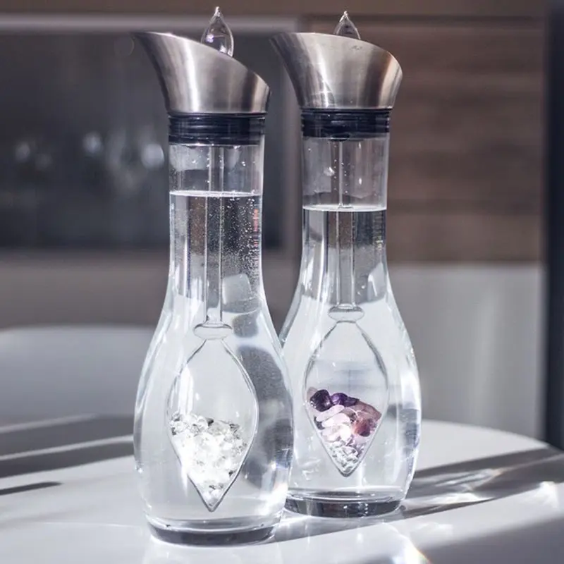 Borosilicate Thủy Tinh Carafe Cân Bằng Đá Quý Và Lọ Nước Đặt Chai Nước Pha Lê Mới