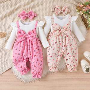 2026 Herbst Neuer Blumenmuster-Schleifen-Jumpsuit, Süße und Niedliche Baby- und Kinderkleidung - Product Image 1