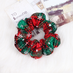 2021 nueva Navidad rojo verde copo de nieve tela pelo <span class=keywords><strong>Scrunchies</strong></span> para mujeres suave accesorios para el cabello regalo - Product Image 2