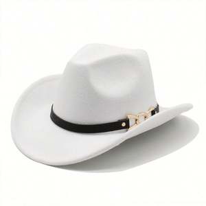 Sombrero Vaquero Occidental de Moda para Hombre y Mujer, con Cadena y Hebilla Metálica, para Otoño e Invierno - Product Image 3