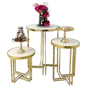 Socles en acier inoxydable dorés, romantiques et élégants, pour gâteaux et fleurs, pour la décoration de mariage/banquet - Product Image 1