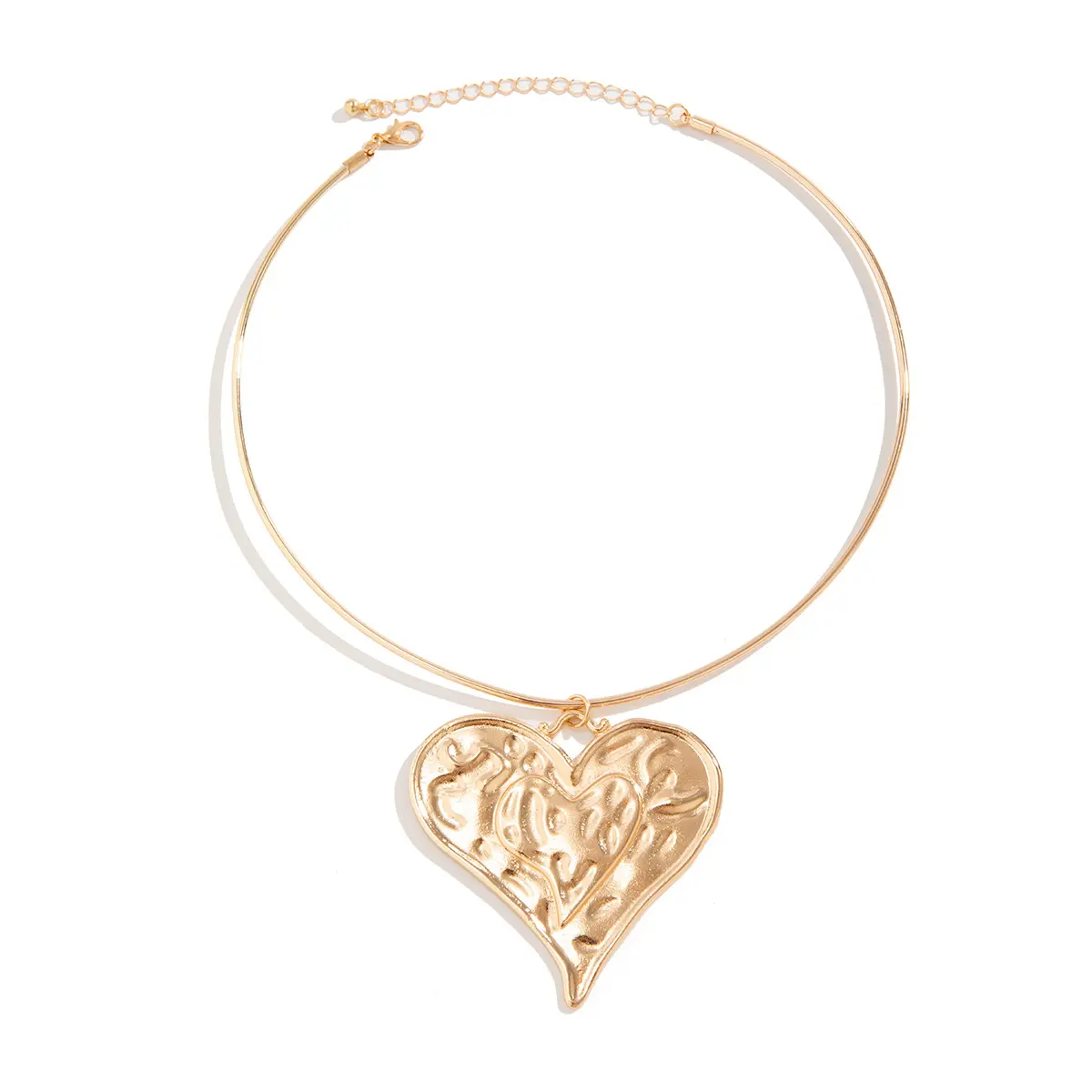 New Fashion Jewelry Adjustable Big Heart Choker Necklace Metal Heart Pendant Choker Necklace For Lady